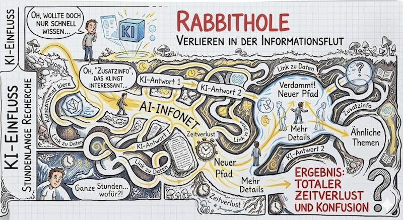 Illustration des KI-Rabbit-Hole-Effekts